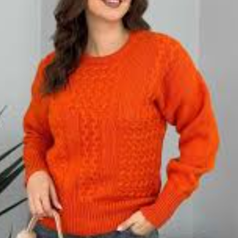 CAbi Bold Orange Crew Neck Sweater